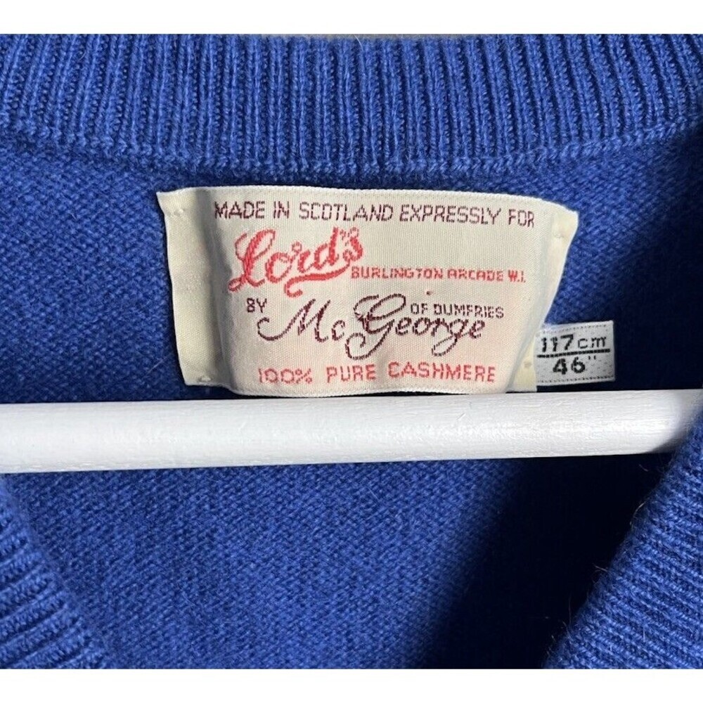 Lord’s by McGeorge of Dumfries Men's Pure Cashmere Sweater Vest Scotland - Blue - Picture 4 of 7